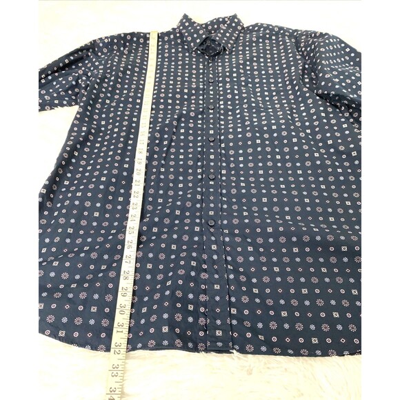 Paul & Shark Yachting Button Down Shirt Men's Size XXL Blue Diamond Print Long - Picture 7 of 13